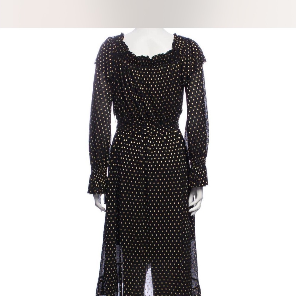 Shoshanna Black and Gold Asymmetrical Ruffled Sundress - Picture 5 of 8